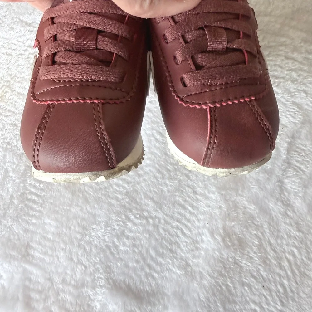 Nike Cortez Basic SL Toddler Shoes Burgundy Brown White DM0952-200 Size 4C